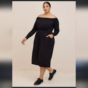 Torrid Supersoft Black Jersey Lounge Minimalist Stretch Goddess Midi Dress XL